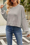 Round Neck Dropped Shoulder Sweater - Trendsi - Flyclothing LLC