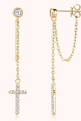 Moissanite 925 Sterling Silver Cross Earrings - Trendsi - Flyclothing LLC
