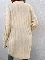 Cable-Knit Button Down Cardigan with Pockets - Trendsi - Flyclothing LLC
