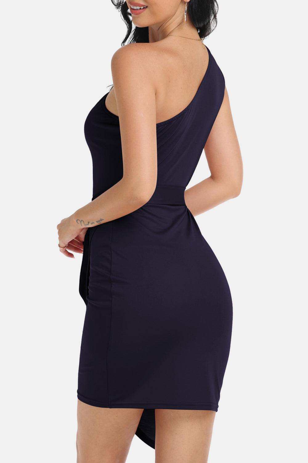 Tie Front One-Shoulder Sleeveless Dress - Trendsi - Flyclothing LLC