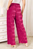 Double Take Full Size High Waist Tiered Shirring Velvet Wide Leg Pants - Trendsi