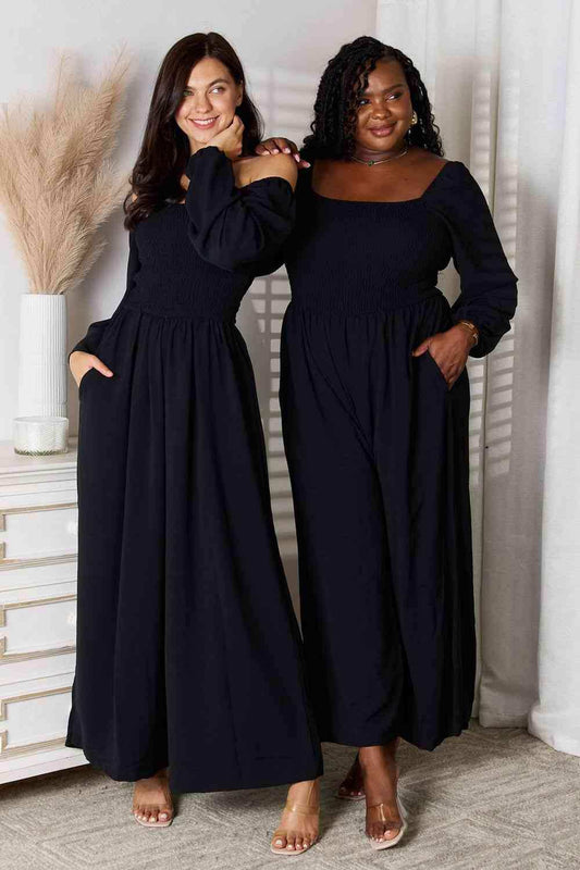 Double Take Square Neck Jumpsuit with Pockets - Trendsi - Flyclothing LLC