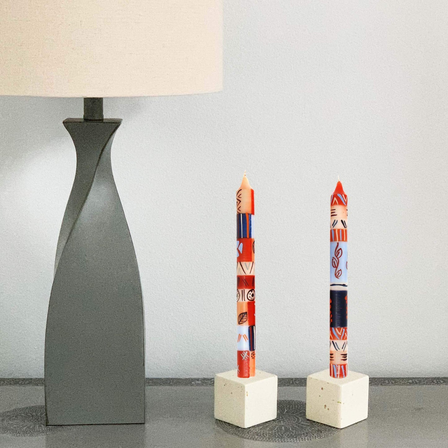 Hand Painted Candles in Uzushi Design (pair of tapers) - Nobunto - Nobunto - Flyclothing LLC
