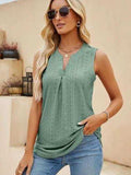 Eyelet Notched Tank - Trendsi - Flyclothing LLC
