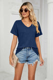 Short Sleeve V-Neck Tee Shirt - Trendsi - Flyclothing LLC