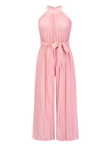 Cutout Tied Pleated Sleeveless Jumpsuit - Trendsi - Flyclothing LLC