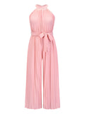 Cutout Tied Pleated Sleeveless Jumpsuit - Trendsi