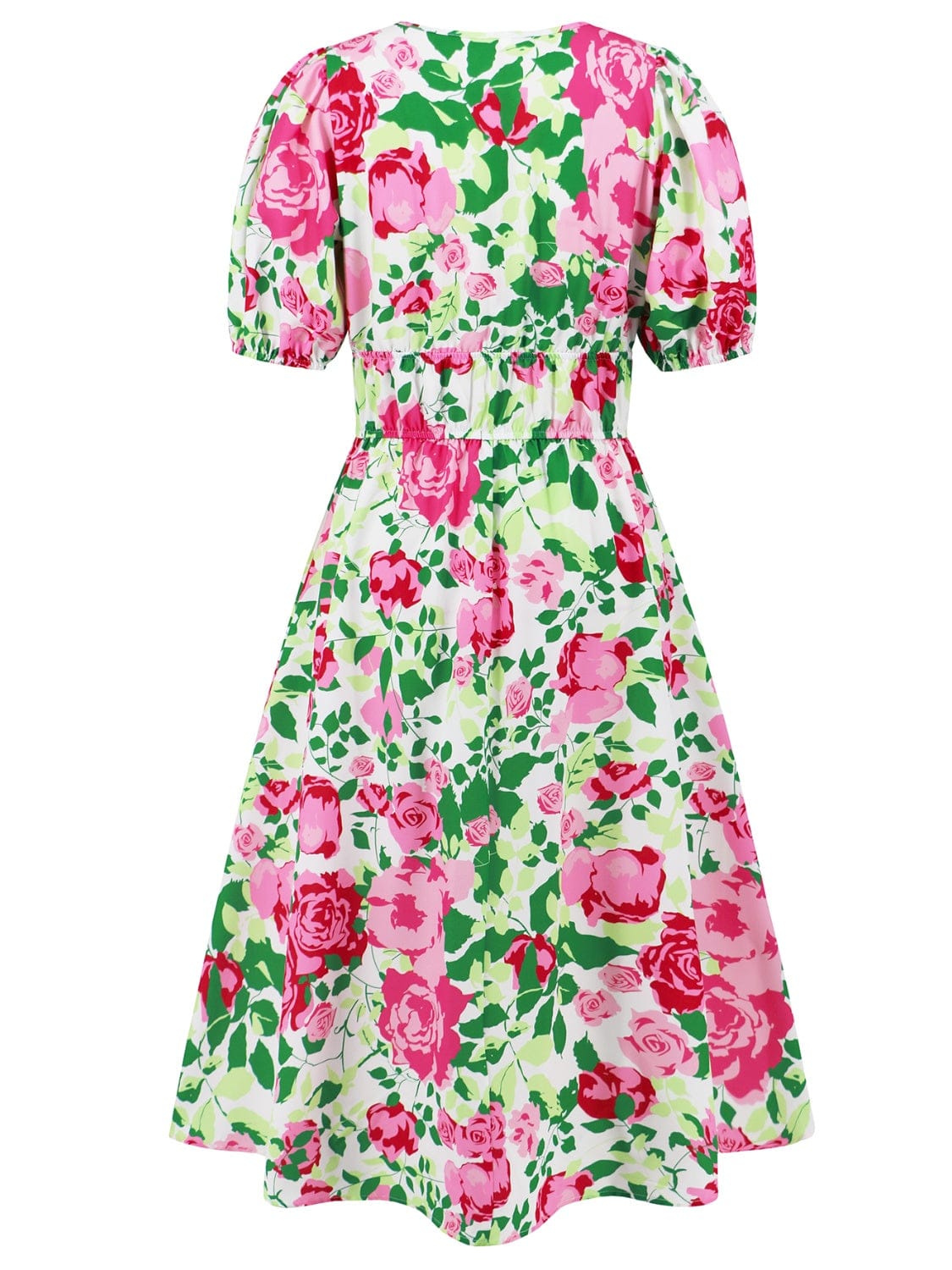 Ruched Printed Surplice Short Sleeve Dress - Trendsi