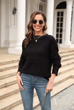 Round Neck Openwork Long Sleeve Pullover Sweater - Trendsi - Flyclothing LLC