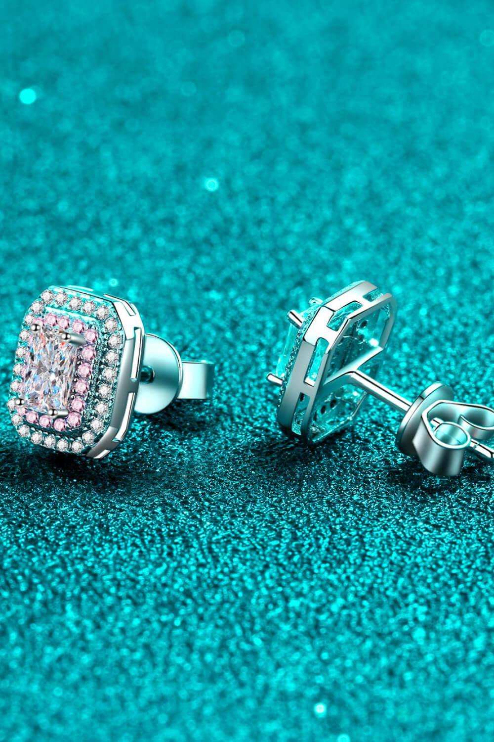 1 Carat Moissanite and Zircon Contrast Geometric Stud Earrings - Trendsi - Flyclothing LLC