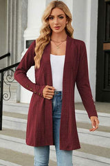 Open Front Long Sleeve Cardigan - Trendsi - Flyclothing LLC