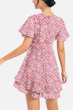 Surplice Neck Flutter Sleeve Dress - Trendsi - Flyclothing LLC