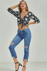 Cat Print Button-Up Shirt - Trendsi - Flyclothing LLC