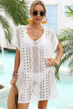 Openwork Plunge Dolman Sleeve Cover-Up Dress - Trendsi