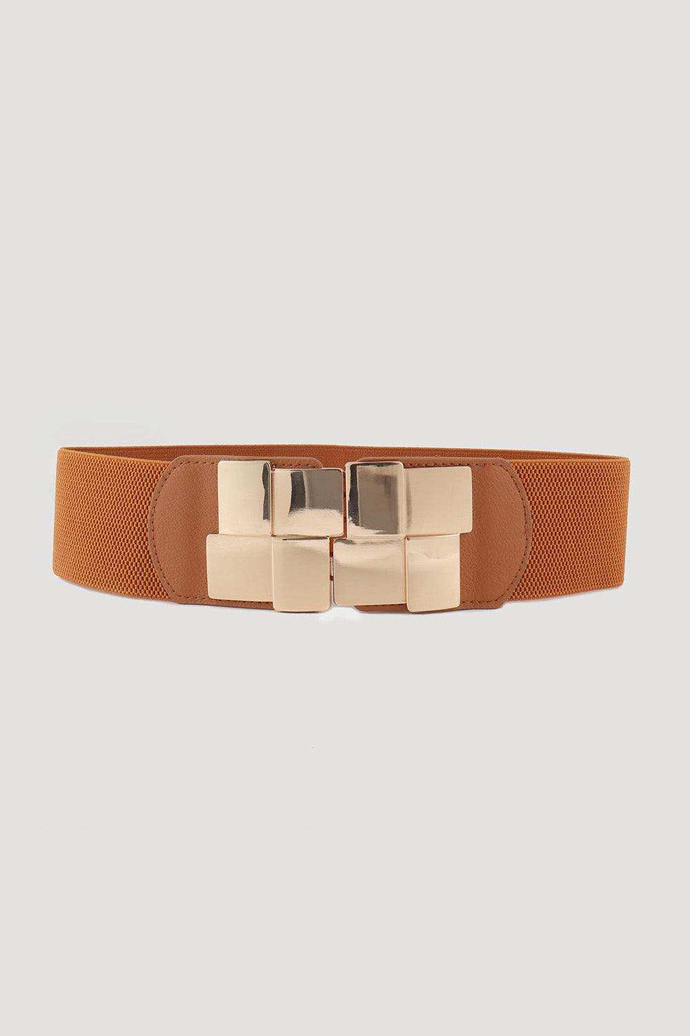 Geometric Buckle Elastic Wide Belt - Trendsi - Flyclothing LLC