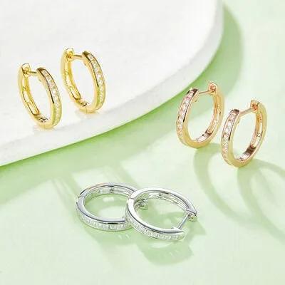 Moissanite 925 Sterling Silver Huggie Earrings - Trendsi