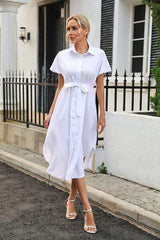 Tied Button Up Shirt Dress - Trendsi - Flyclothing LLC