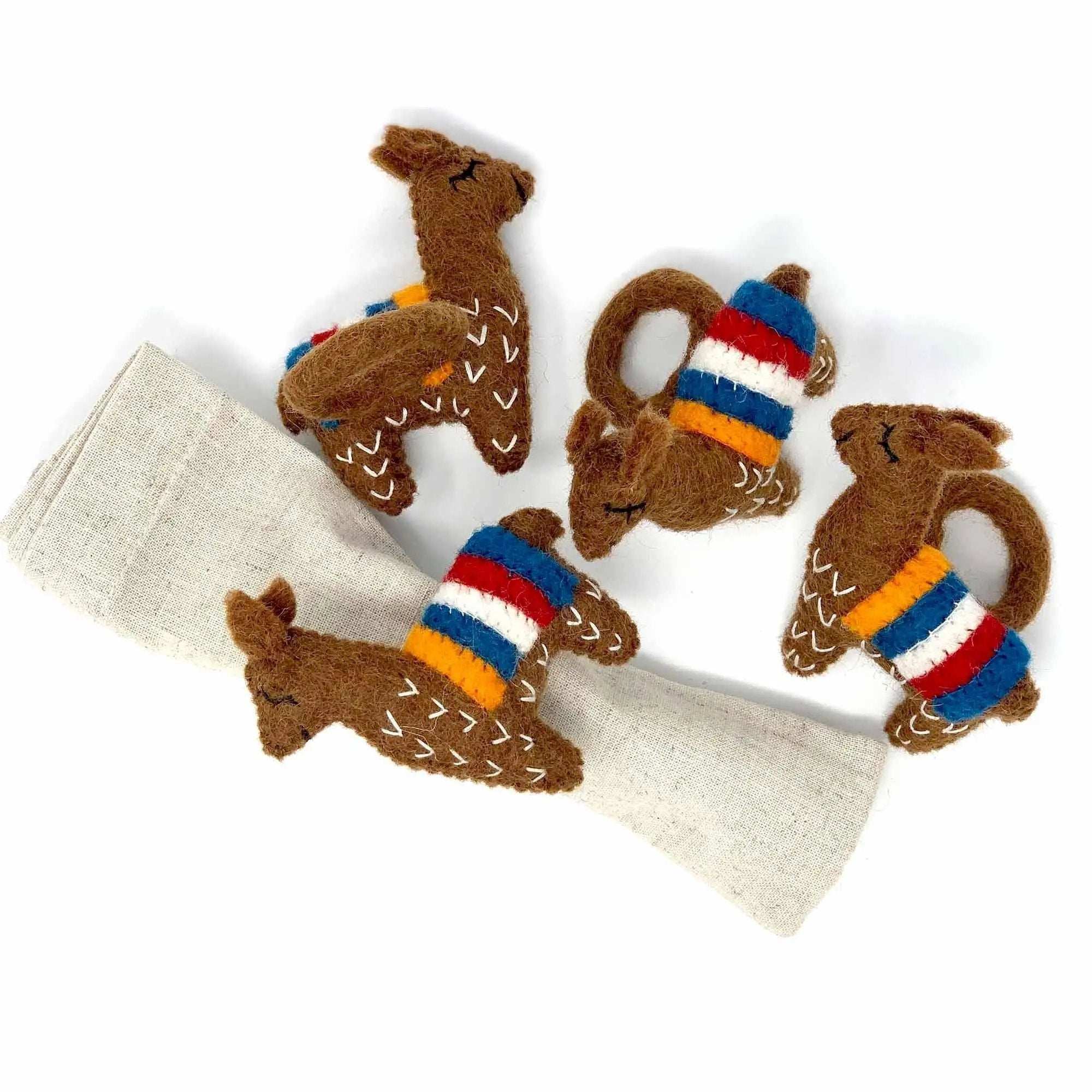 Llama Napkin Rings, Set of Four Chocolate - Global Groove (T) - Global Groove - Flyclothing LLC