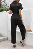 Collared Neck Short Sleeve Jumpsuit - Trendsi