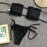 Frill Trim Ruched Bikini Set - Trendsi - Flyclothing LLC
