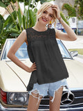 Full Size Spliced Lace Round Neck Tank - Trendsi