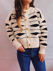 Color Block Button Front Cardigan - Trendsi