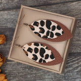 Leaf Shape Leather Dangle Earrings - Trendsi