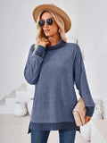 Contrast Mock Neck Long Sleeve T-Shirt - Trendsi
