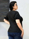 Plus Size Cutout Short Sleeve Blouse - Trendsi - Flyclothing LLC