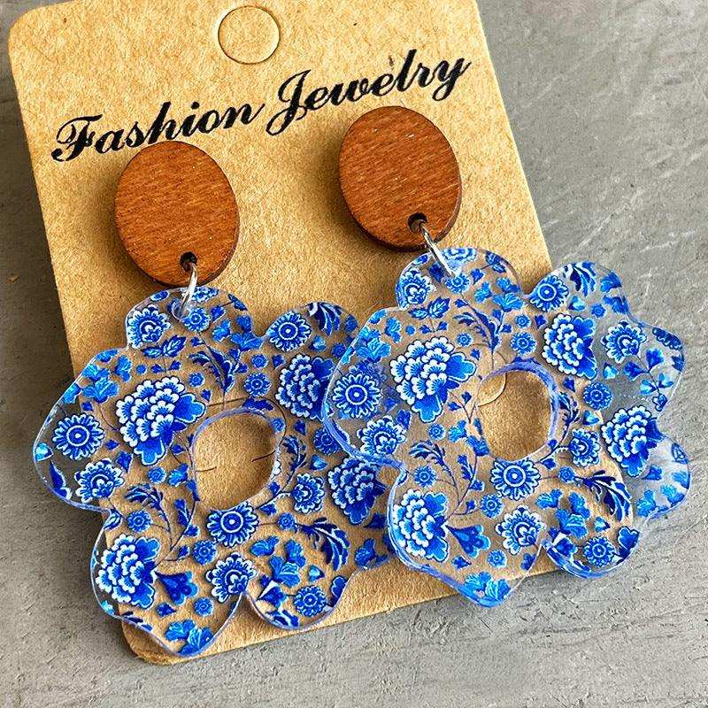 Flower Shape Acrylic Dangle Earrings - Trendsi - Flyclothing LLC