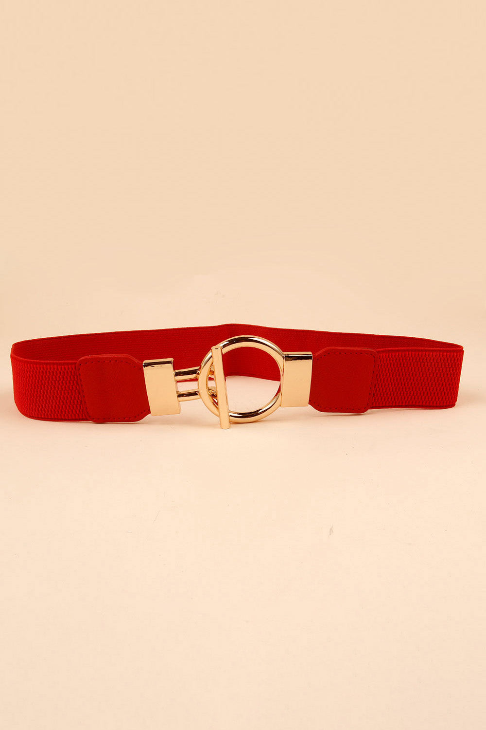 Circle Shape Buckle Zinc Alloy Buckle PU Leather Belt Red / One Size