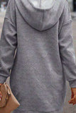 Texture Half Snap Drawstring Hooded Dress - Trendsi - Flyclothing LLC