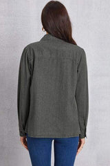Collared Neck Button Up Denim Top - Trendsi - Flyclothing LLC
