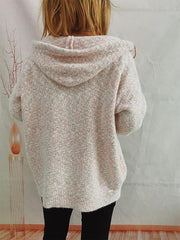 Zip Up Drawstring Long Sleeve Hooded Sweater - Flyclothing LLC