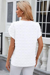Swiss Dot Round Neck Short Sleeve T-Shirt - Trendsi - Flyclothing LLC