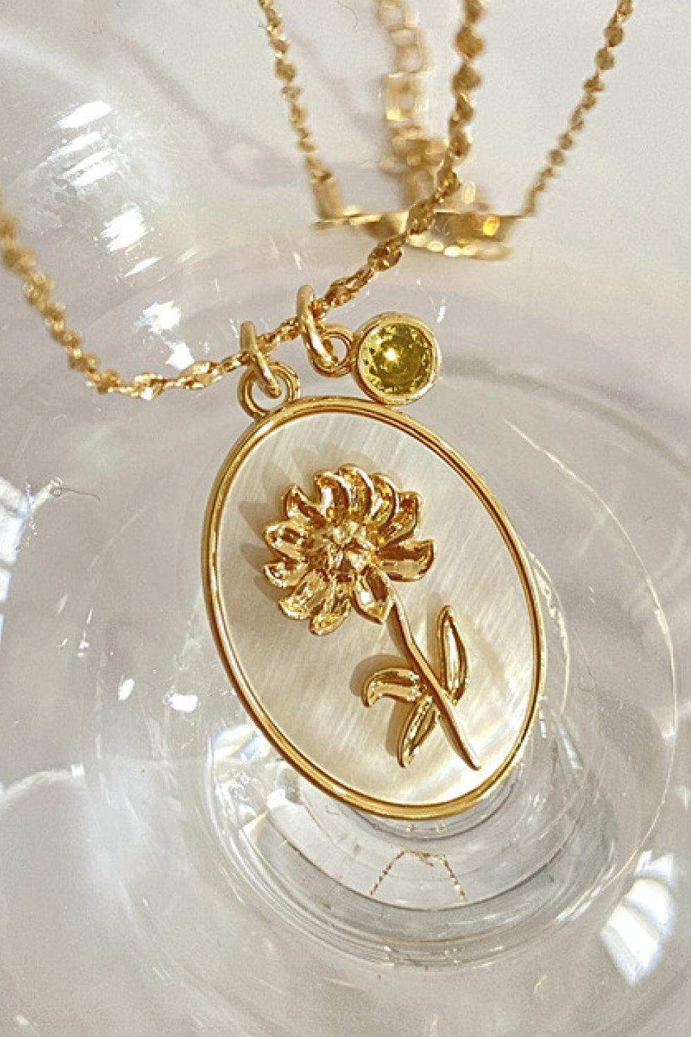 Flower Shell Pendant Copper Necklace - Trendsi - Flyclothing LLC