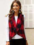 Plaid Open Front Sleeveless Cardigan - Trendsi - Flyclothing LLC