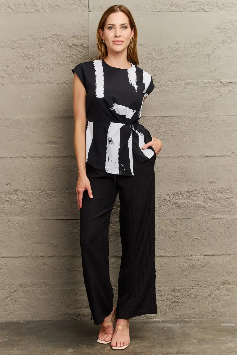 Printed Round Neck Short Sleeve Blouse - Trendsi - Flyclothing LLC