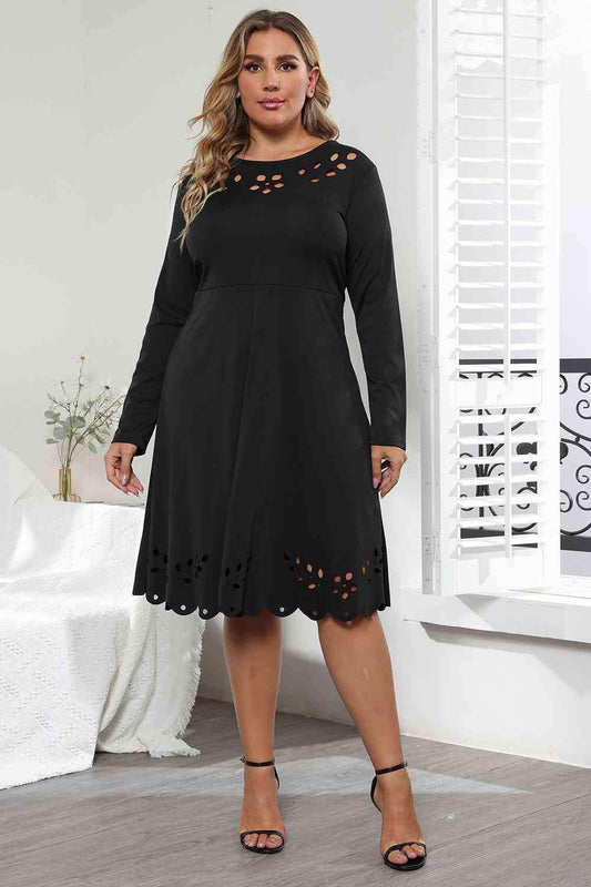 Long Sleeve Cutout Detail Dress - Trendsi - Flyclothing LLC