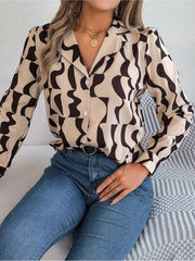 Printed Button Up Long Sleeve Shirt - Trendsi
