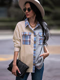 Plaid Contrast Drop Shoulder Shacket - Trendsi