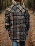 Plaid Snap Down Long Sleeve Shacket - Trendsi - Flyclothing LLC