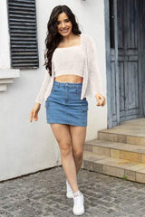 Cropped Cami and Open Front Cardigan Set - Trendsi - Flyclothing LLC
