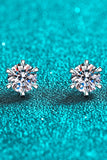 1 Carat Moissanite Rhodium-Plated Stud Earrings - Trendsi