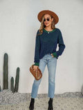 Striped Round Neck Dropped Shoulder Sweater - Trendsi - Flyclothing LLC