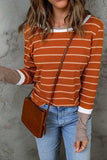 Striped Round Neck Long Sleeve T-Shirt - Trendsi - Flyclothing LLC