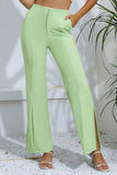 Slit High-Rise Flare Pants - Trendsi