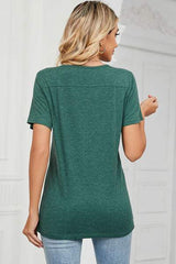 V-Neck Short Sleeve T-Shirt - Trendsi - Flyclothing LLC