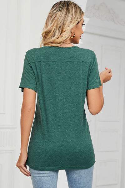 V-Neck Short Sleeve T-Shirt - Trendsi - Flyclothing LLC