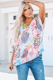 Mixed Print V-Neck Half Sleeve Top - Flyclothing LLC